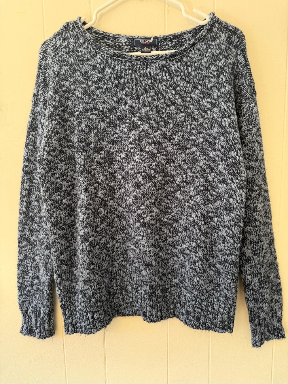 CHAPS denim women’s blue and black marled knit sweater size L